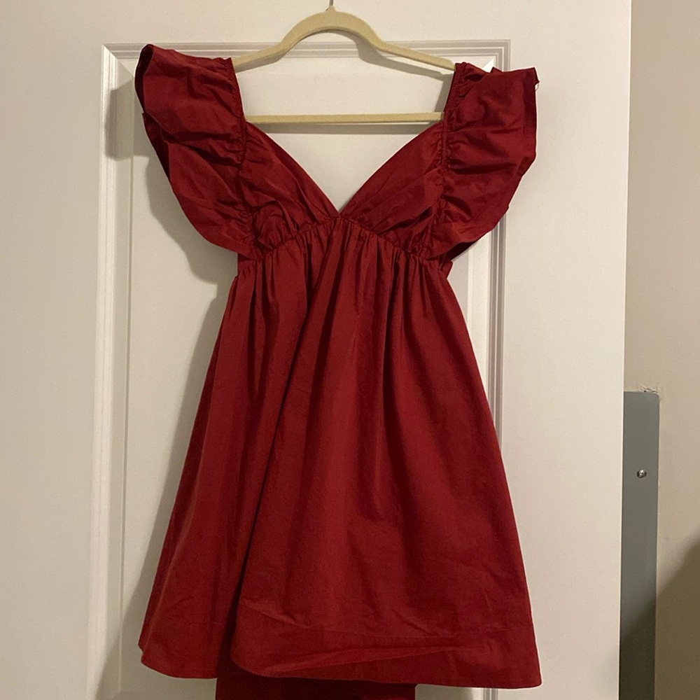 Red Puff Sleeve Dress